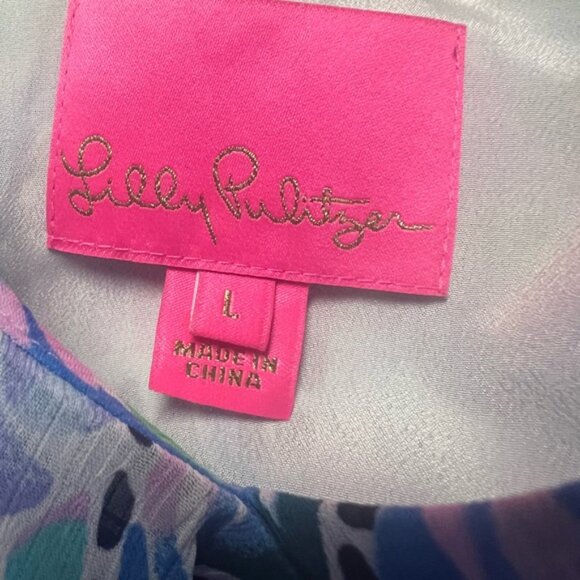 Lilly Pulitzer size large maxi dress in blue, pink, green print - Picture 5 of 6